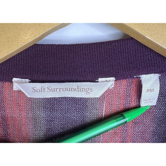 NWT Soft Surroundings Kimono Top Womens PM Striped Front Tie Hippie Boho Western - Picture 5 of 8